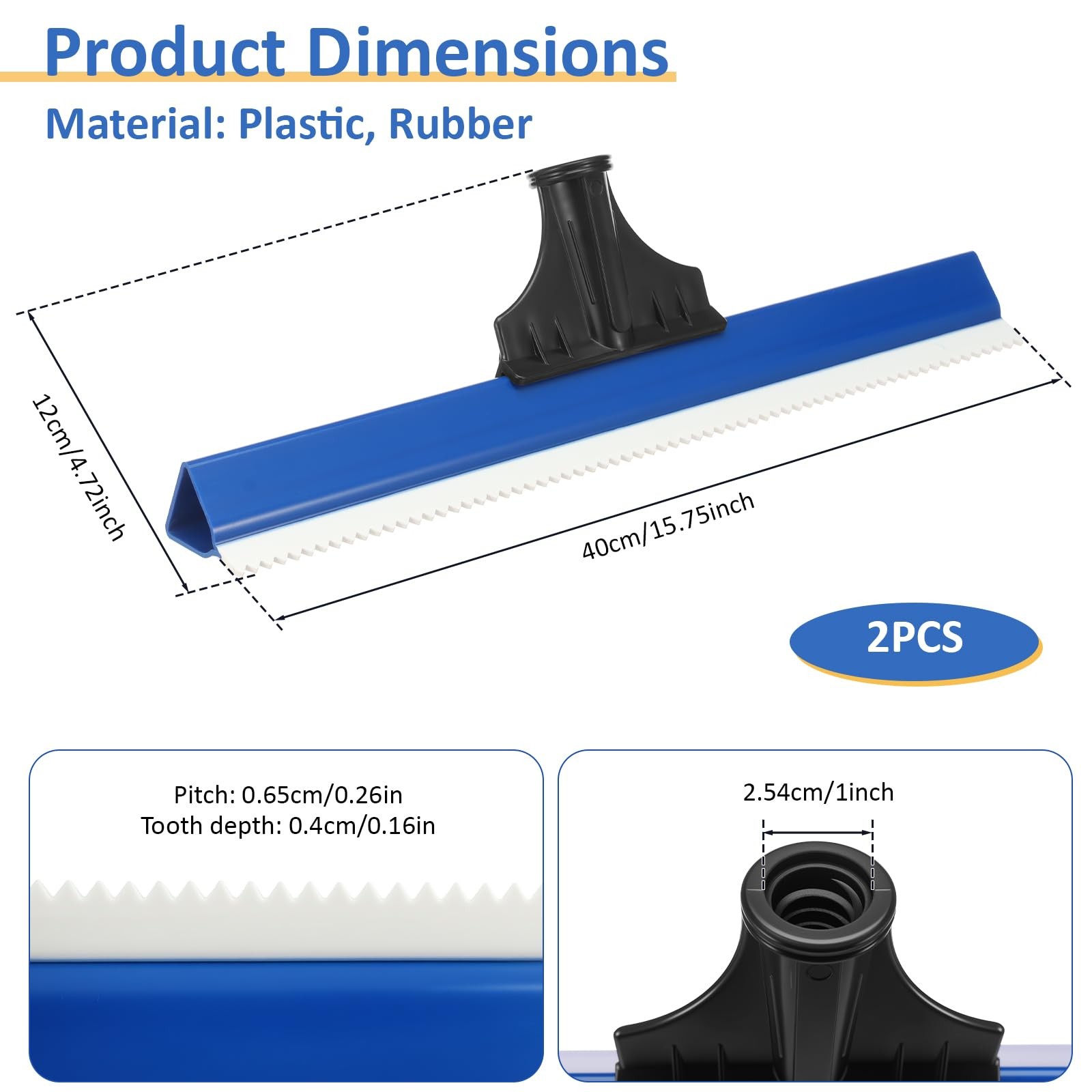 2 Pack 16 Inch Notched Epoxy Floor Squeegee 0.16in Teeth Spreader Tool