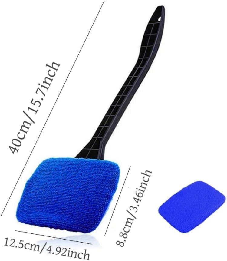 Car Window Cleaner with 180-Degree Rotating Head & Reusable Microfiber Bonnets