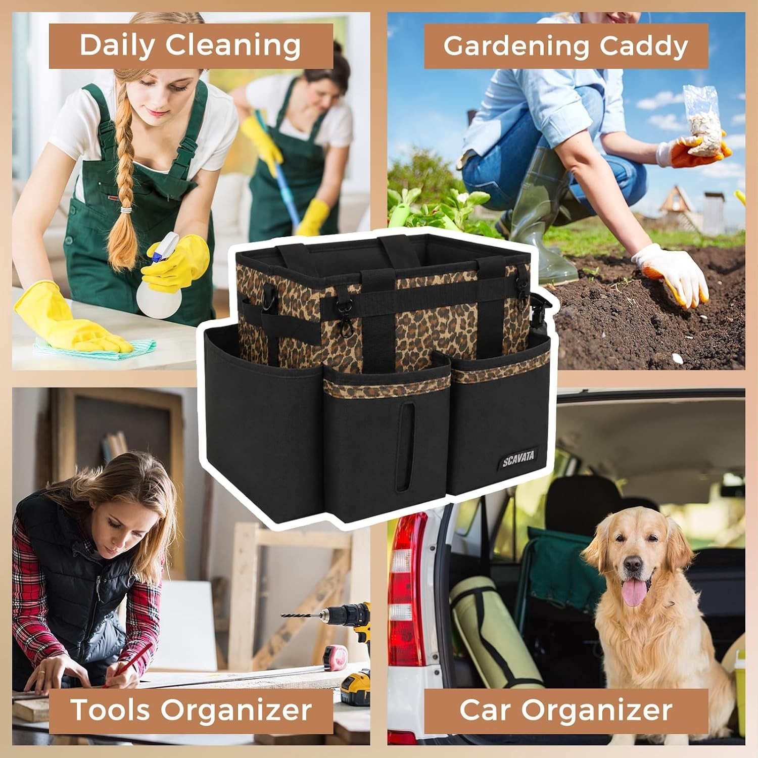 Leopard Compact Wearable Cleaning Caddy – Lightweight Organizer for Cleaners