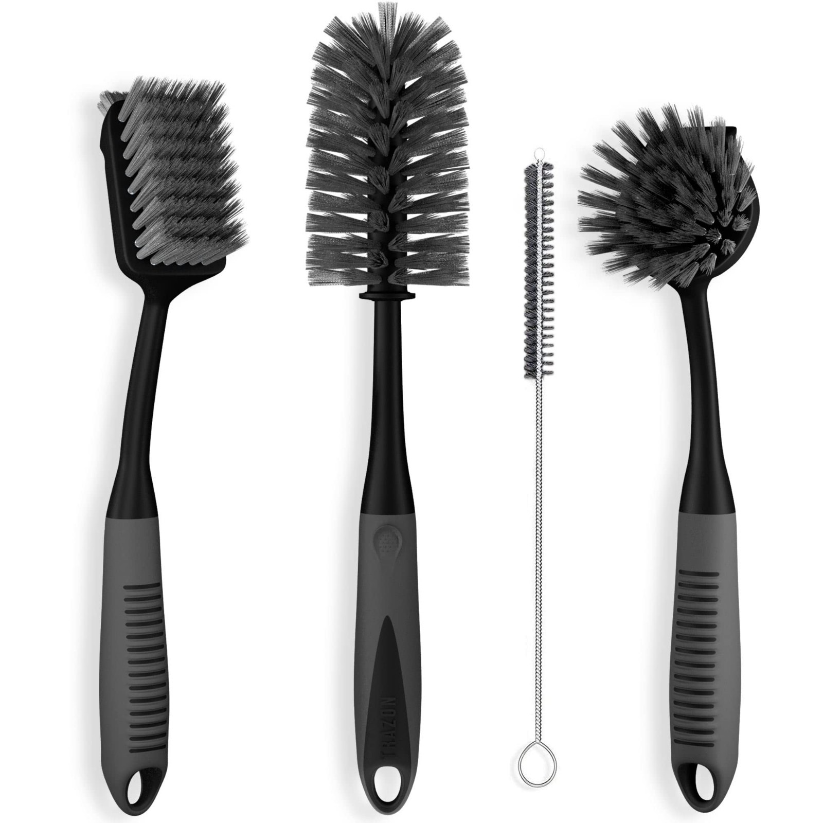 4-Piece Dish Brush Set – Non-Slip Long Handle Kitchen Scrubbers for Dishes, Pots