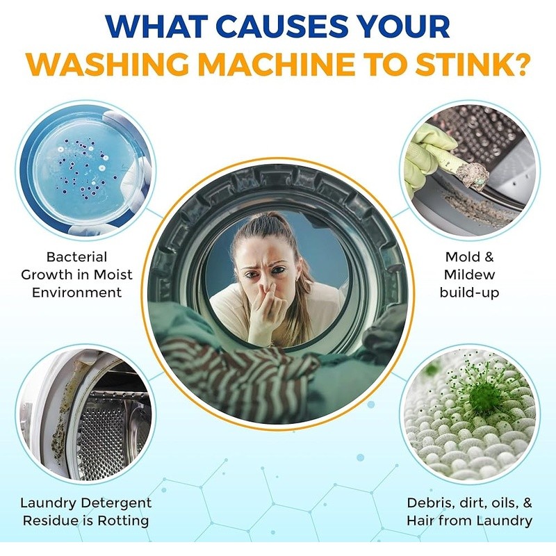 Washing Machine Cleaner Tablets Odor Elimination Eco Friendly 6 Pack Supply New