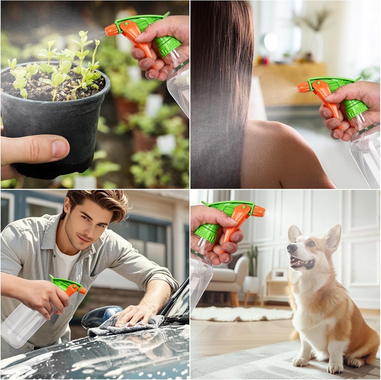Versatile 2-Pack 16.9oz Spray Bottles with Adjustable Nozzle for Home & Garden