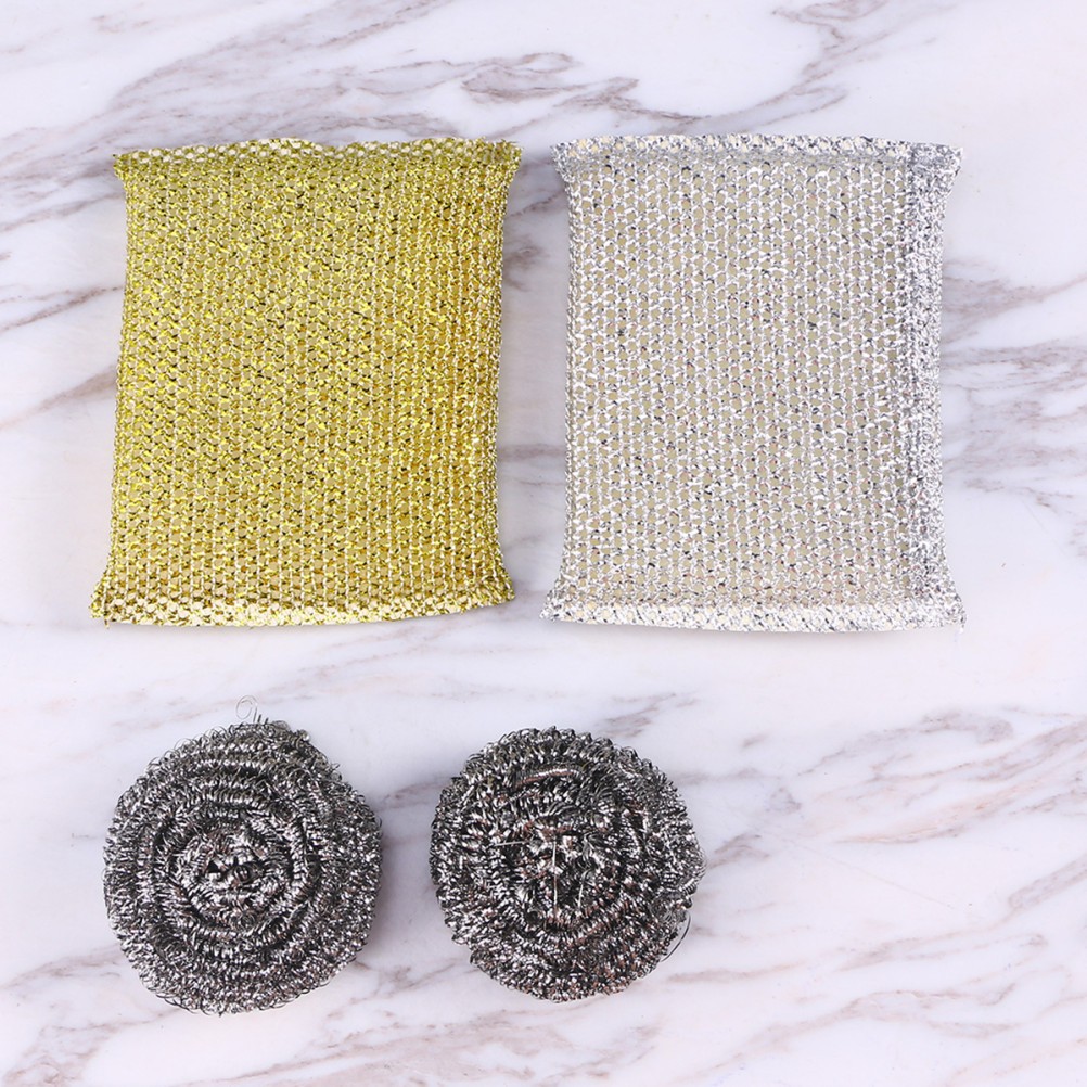 Stainless Steel Scouring Pads with Non Scratch Dish Washing Sponge Set