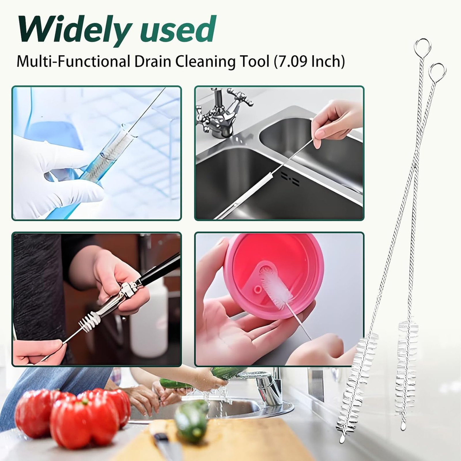 Auto Sunroof Cleaning Tool, 3Pcs Flexible 120 Inch Long Pipe Brush, 7.9 Inch