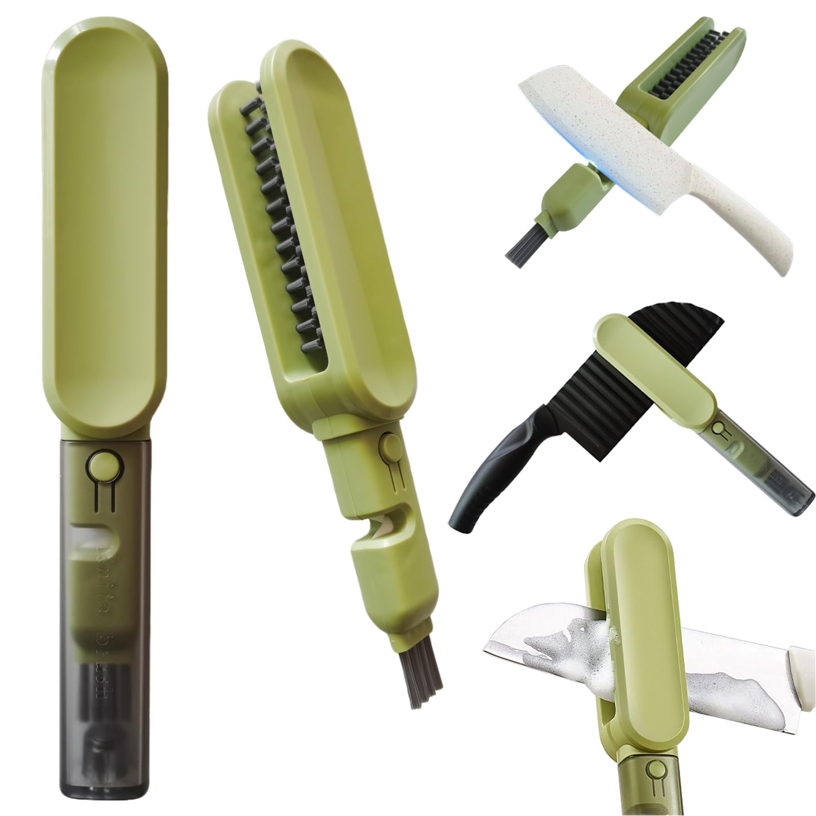 Knife Blade Brush with Long Handle and Lid Integrate Knife Sharpener and Gap …