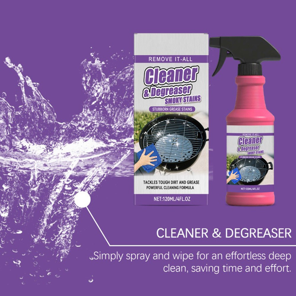1-3PCS BBQ Grill Degreaser Cleaner,Fast-Acting Heavy-Duty Grill Degreaser Spray