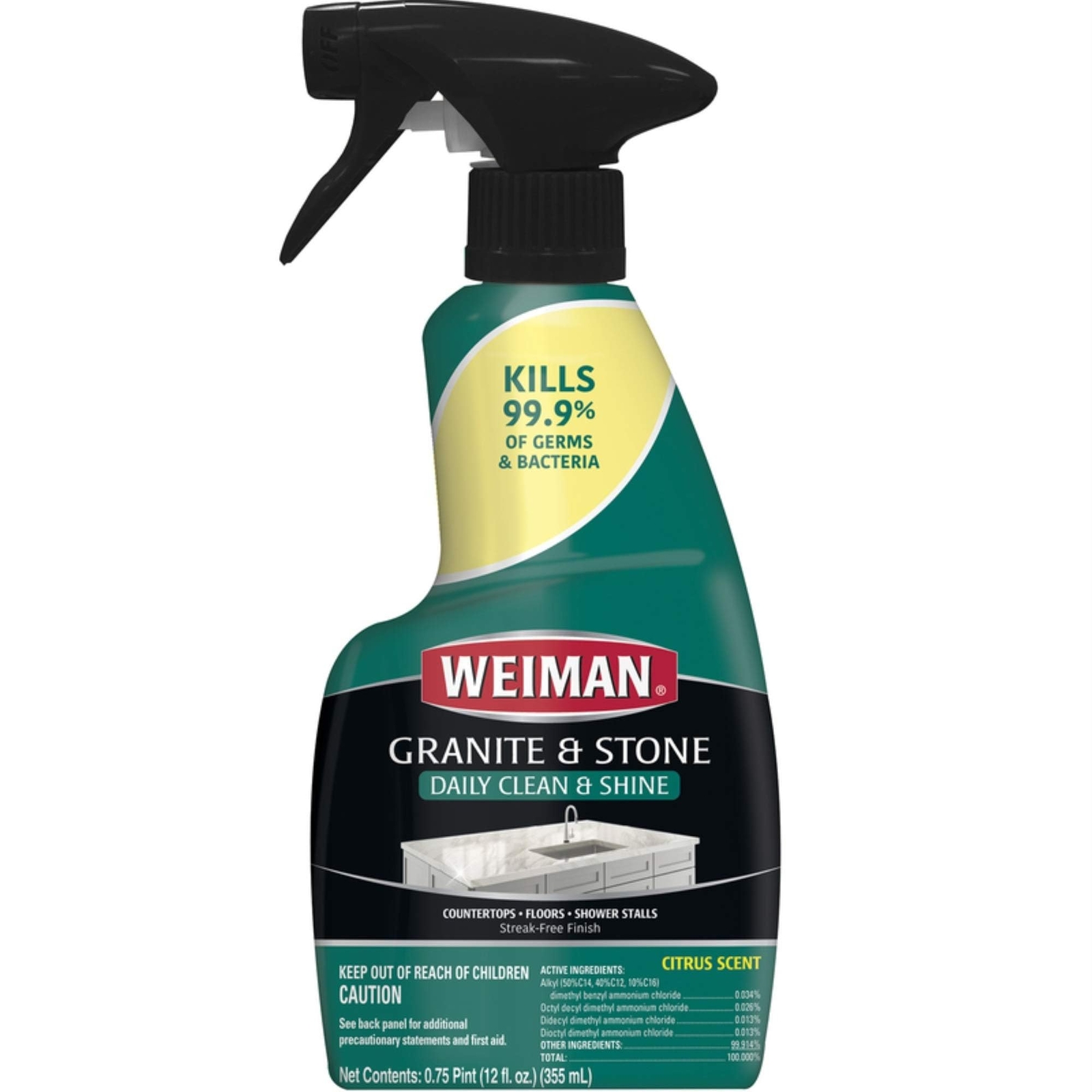 Weiman Granite Cleaner & Polish 12oz – For Granite, Marble, Quartz, Soapstone