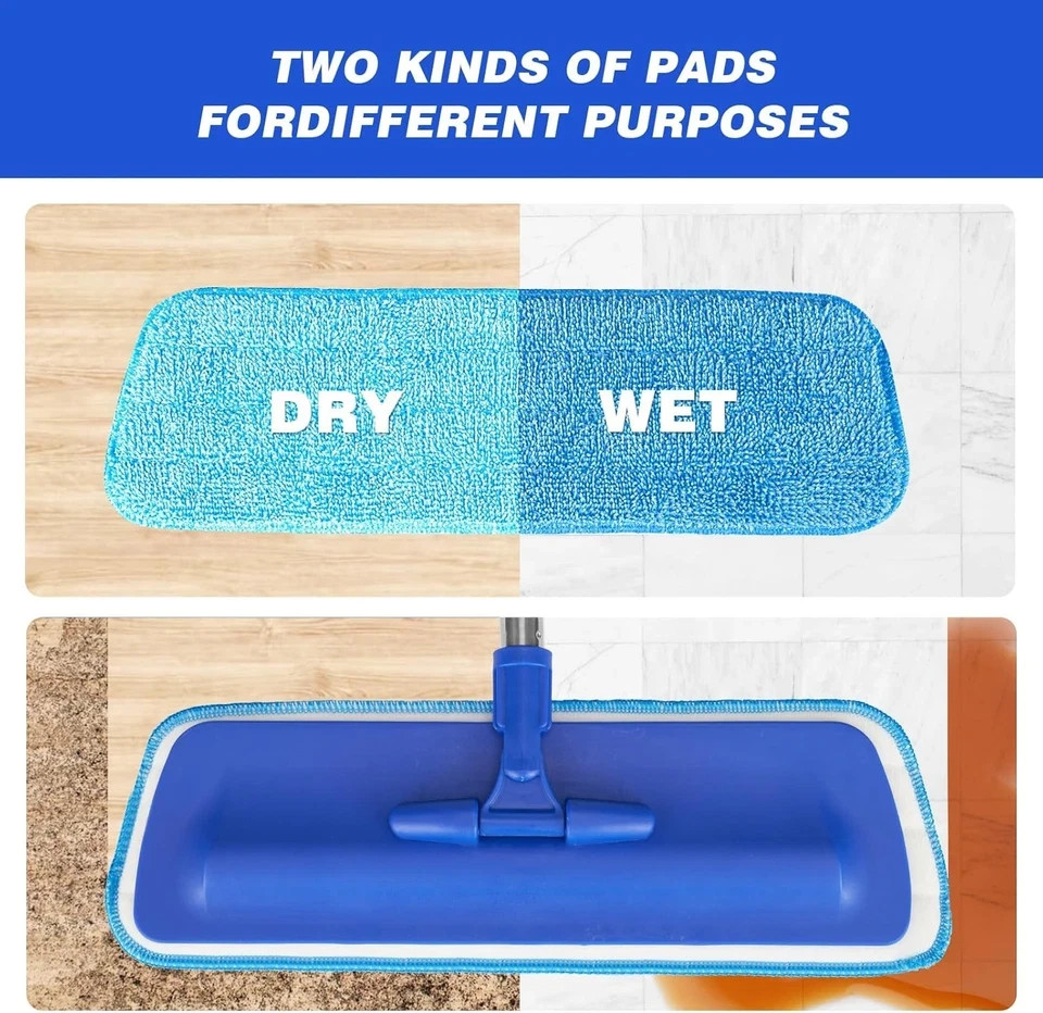Microfiber Mop for Laminate, Hardwood, Tile, Vinyl – Includes 2