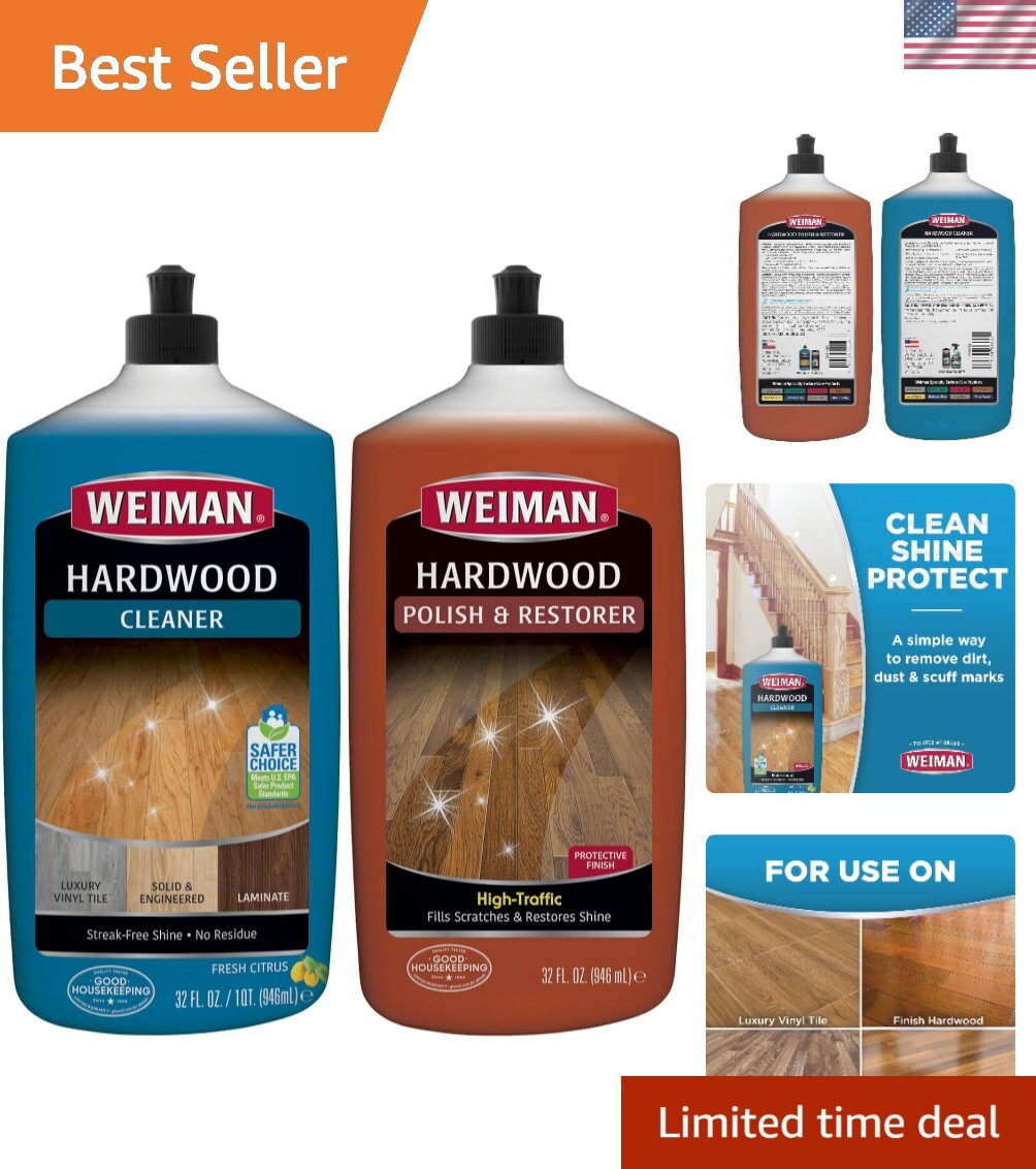 Versatile Hardwood Floor Polish and Cleaner – Safe for Kids & Pets, 2-Pack