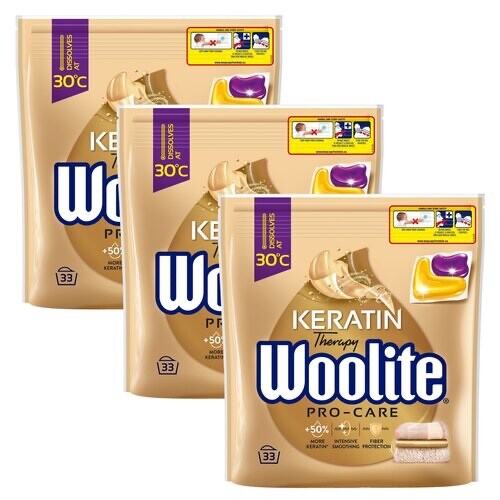 Woolite Capsules PRO CARE with Keratin – XL PACK: 99 washes -Made in Europe