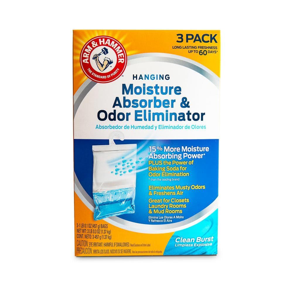 Arm and Hammer Moisture Absorber 3 Pack Hanging Bag Odor Eliminator Closet