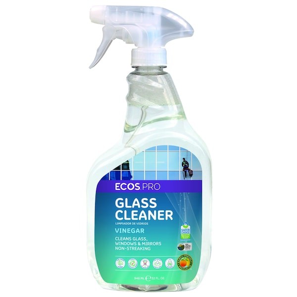 Ecos Pro Pl9300/6 Liquid Glass Cleaner, Clear, Vinegar, Trigger Spray Bottle, 6