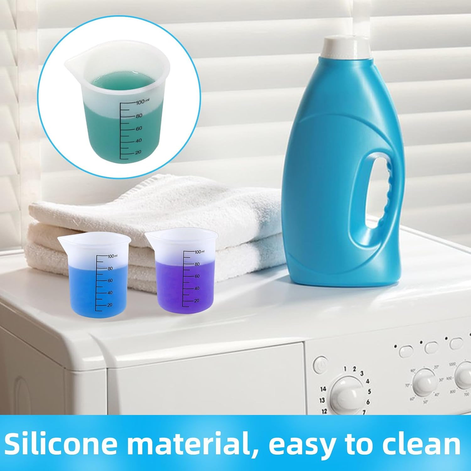 4 Pack Reusable Silicone Measuring Cups,100Ml Laundry Detergent Dispenser,Liquid