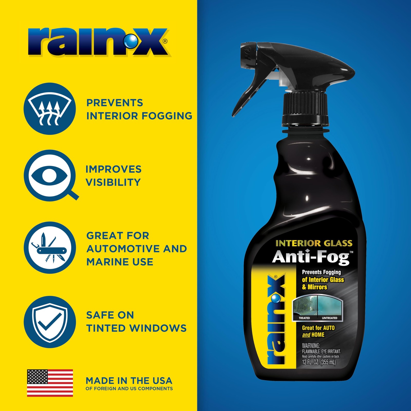 Rain-X 630046 Interior Glass Anti-Fog, 12 oz. – Prevents 12 Fl Oz (Pack of 1)