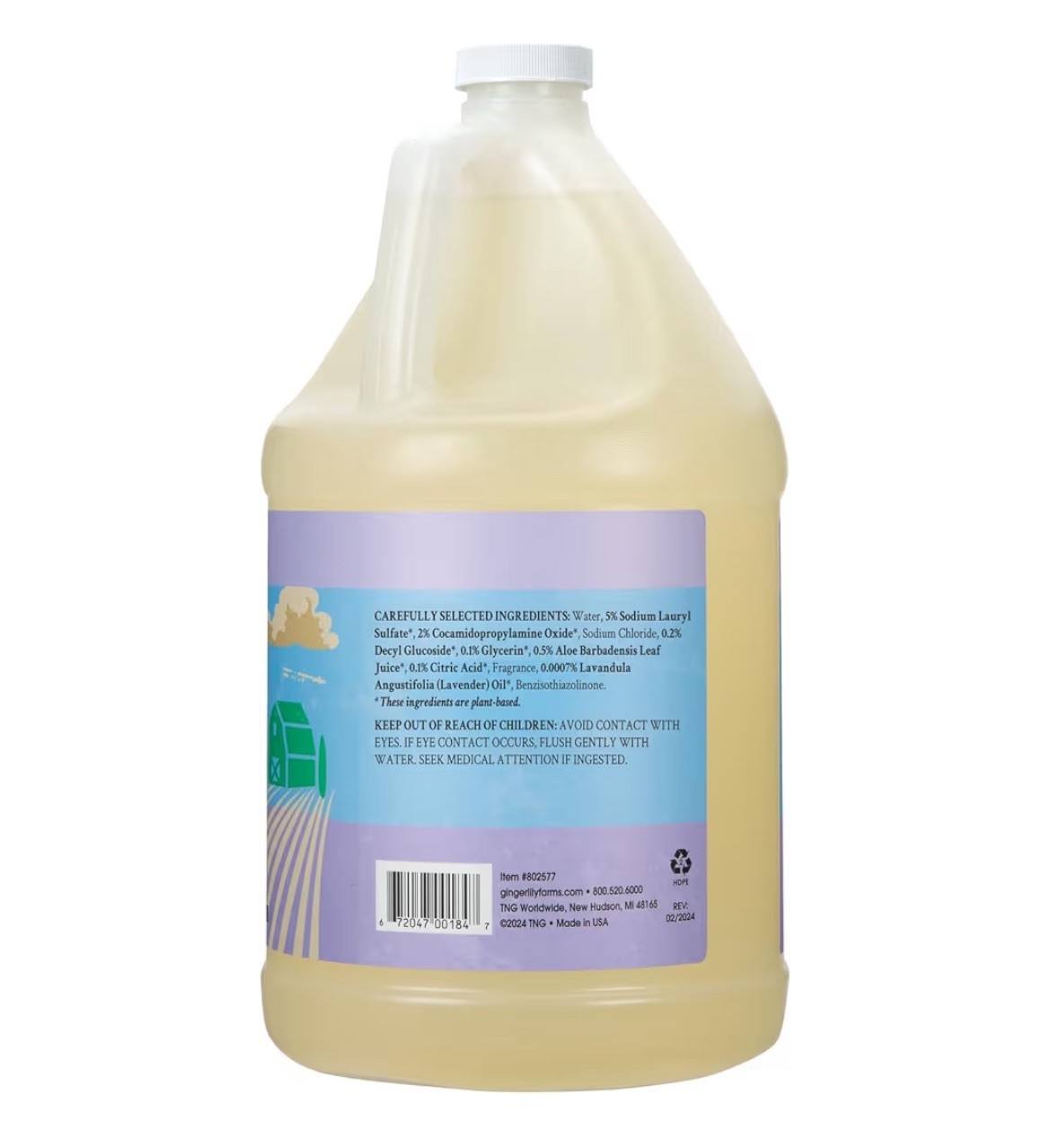1 Gallon Lavender Chamomile Dish Soap Refill Plant-Based Liquid Bulk 128oz