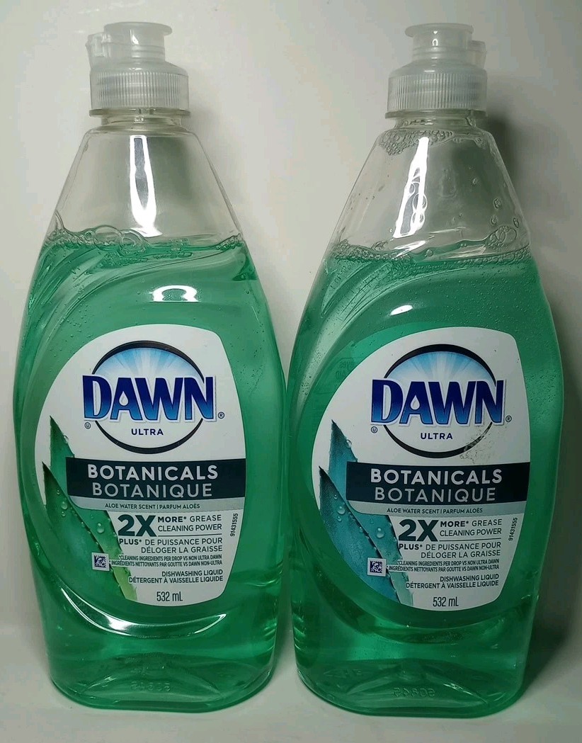 2 Dawn Ultra Botanicals Aloe Water Scent 532 mL 2x More Grease Cleaning Power