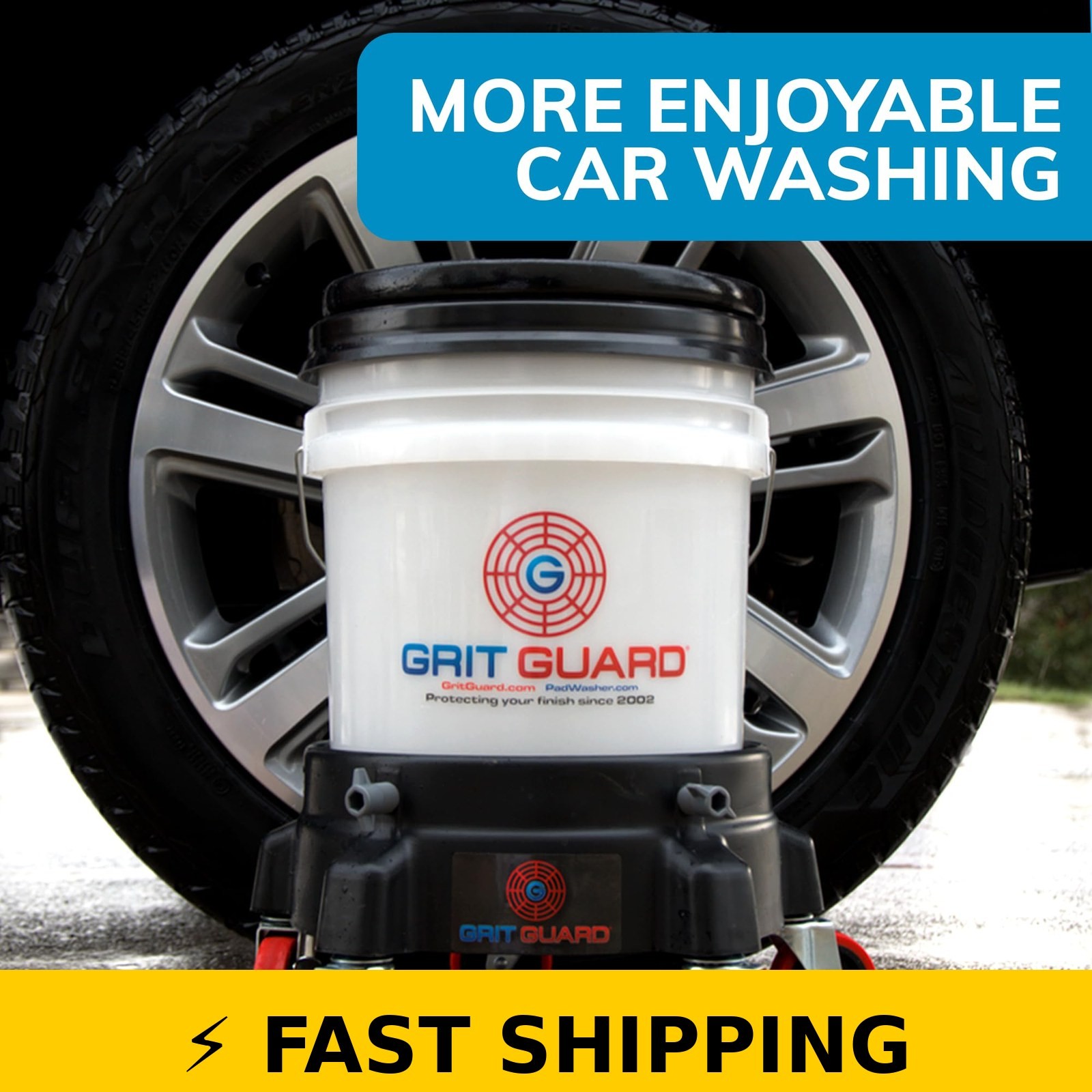 Grit Guard 5 Gallon Washing System – Car Wash Kit with Dolly, Black