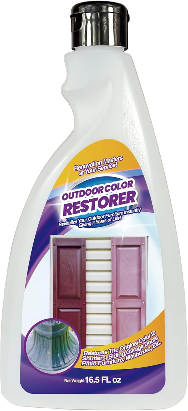 Outdoor Color Restorer Plastic Vinyl Shutter Restorer Faded Sun-Damaged and Oxid