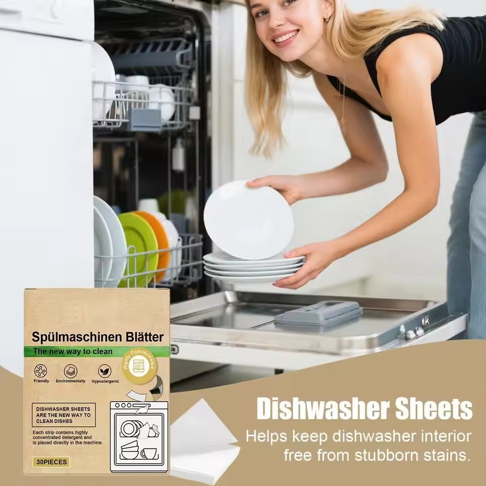 Dishwasher Cleaning Sheets Strips Deep Cleaner Degreaser Odor Remover 30 PCS