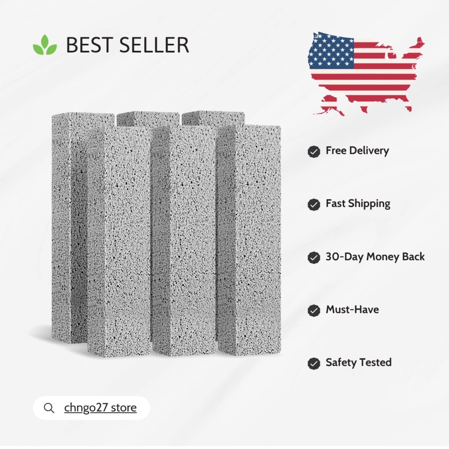 6-Pack Pumice Stones – Powerful Hard Water Stain Remover for Toilets & Sinks