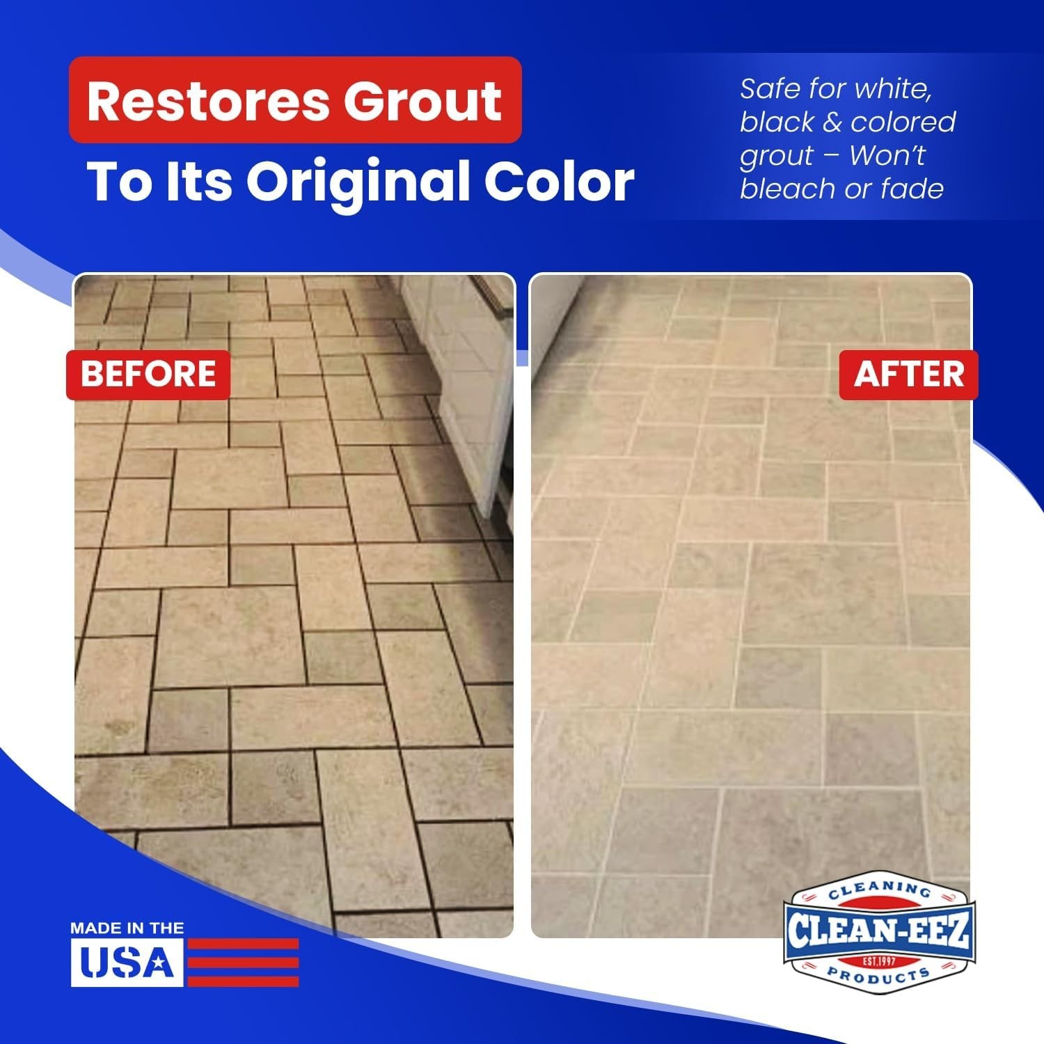 Clean-eez Grout Cleaner 2 Pack – Heavy-Duty Stain Remover with Brush Attachment