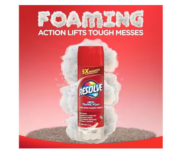 Resolve High Traffic Carpet Cleaner Foam 22 oz Stain & Odor Remover New