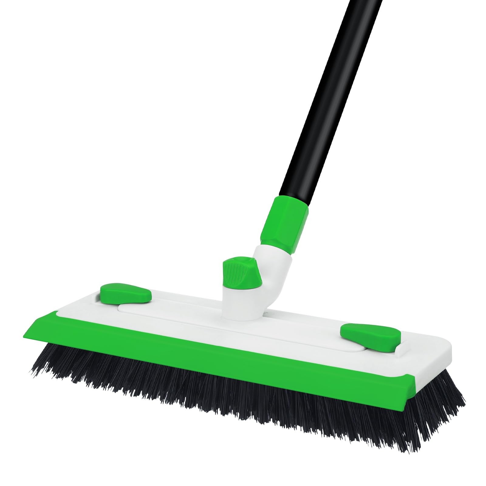 Floor Scrub Brush with Long Handle, 3-in-1 Scrape Scrubber Brush with Squeege…