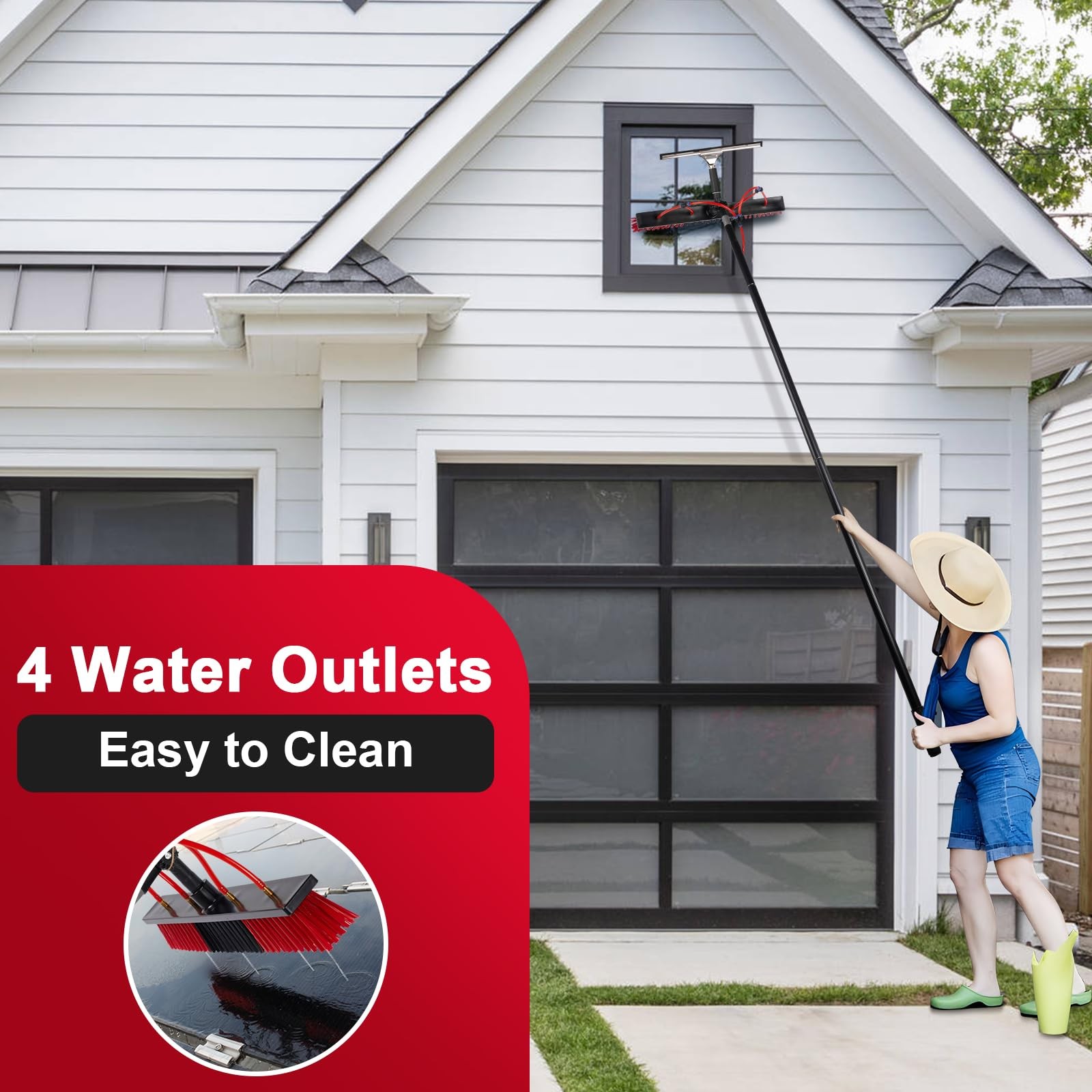 26ft Long Reach Solar Panel Cleaning Kit – Aluminum Extendable Water Fed Pole…