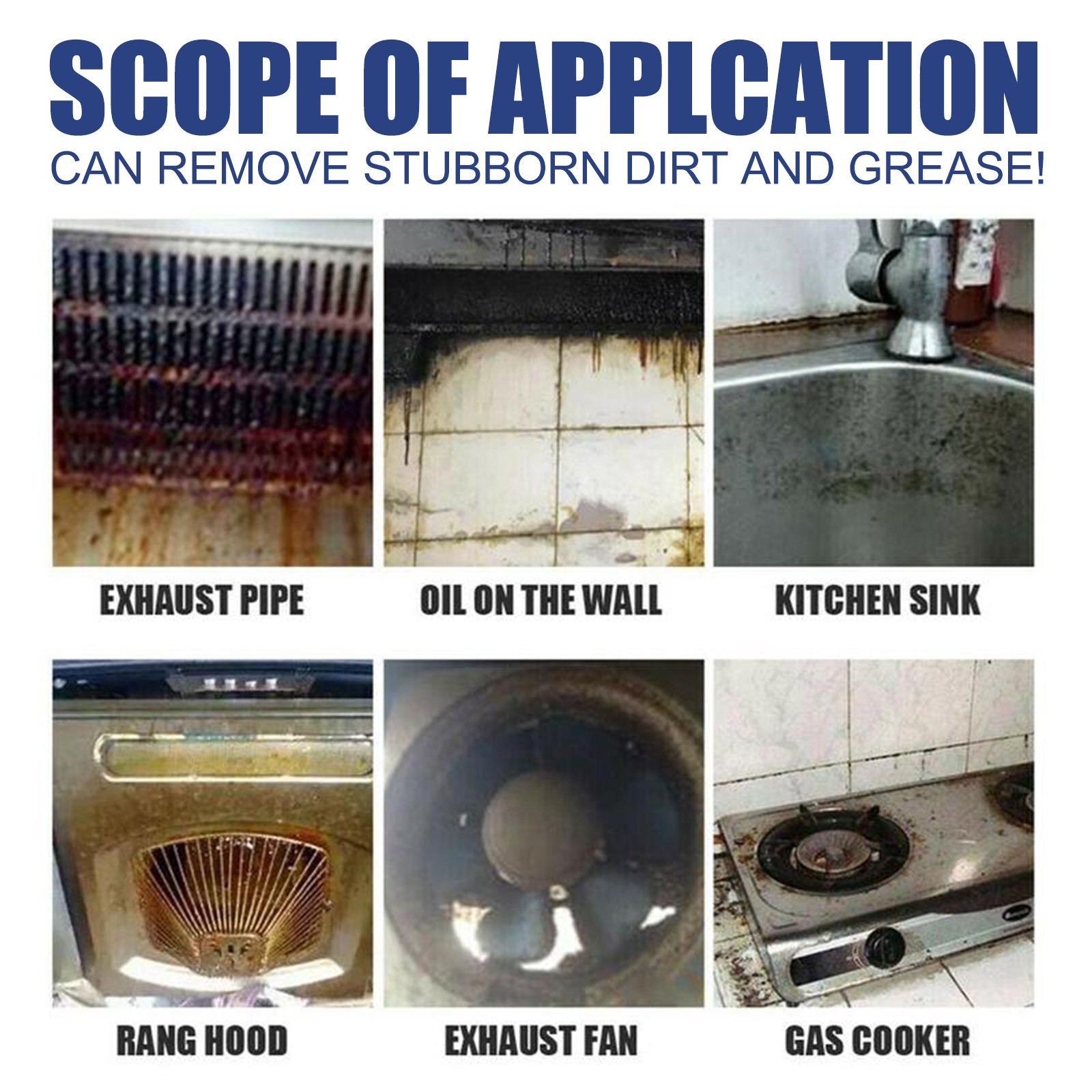 Kitchen Grease Cleaner Spray for Stove Range Hood Heavy Duty Oil Stain Care 30ml