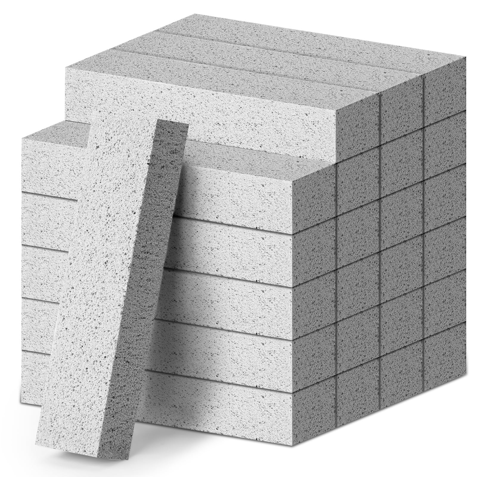 24 Pack Pumice Stones for Toilet Bowl & Kitchen Cleaning, Scouring Sticks, Gray