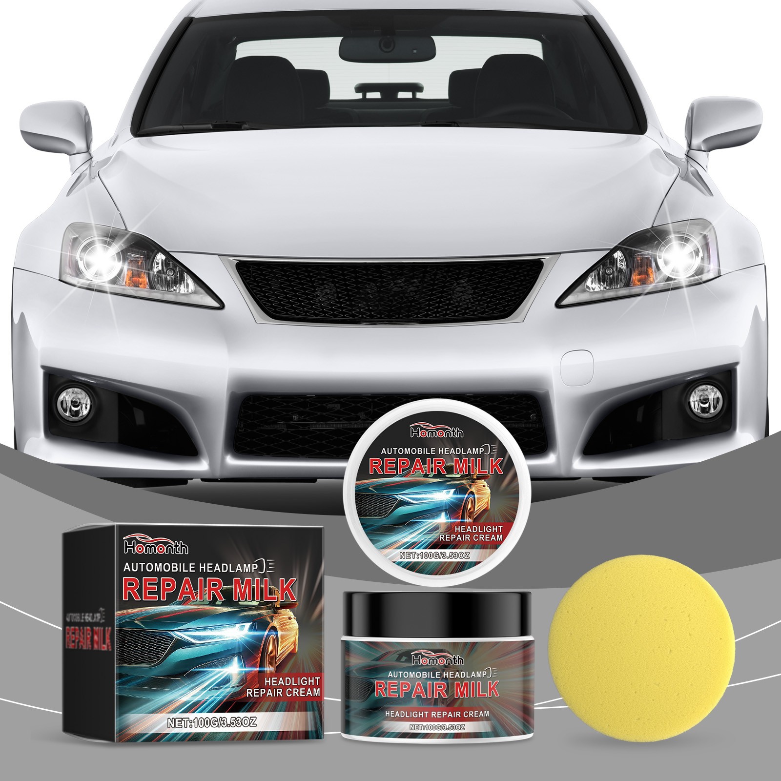Car Headlight Repair Kit, Car Bright Retreading Agent, Light Scratch Yellow Retr