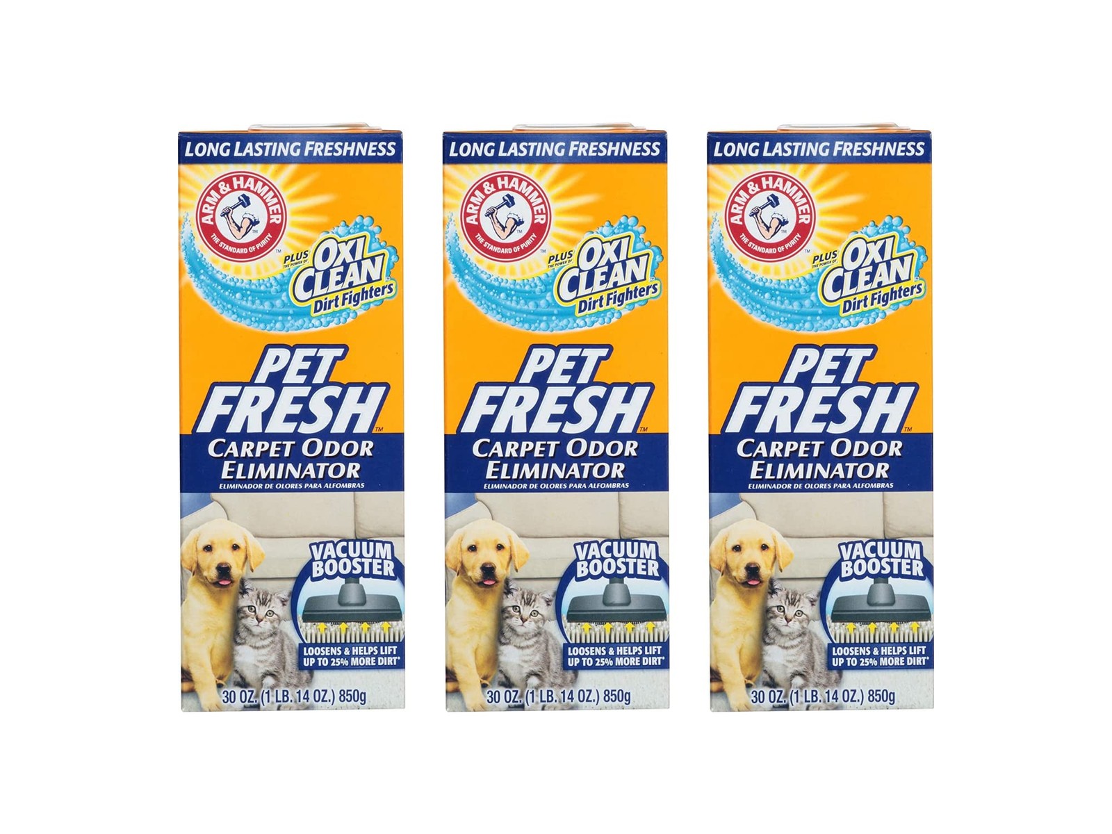 Arm & Hammer Carpet Pet Fresh Odor Eliminator 30 Oz, 30 Oz,Pack of 3, Blue
