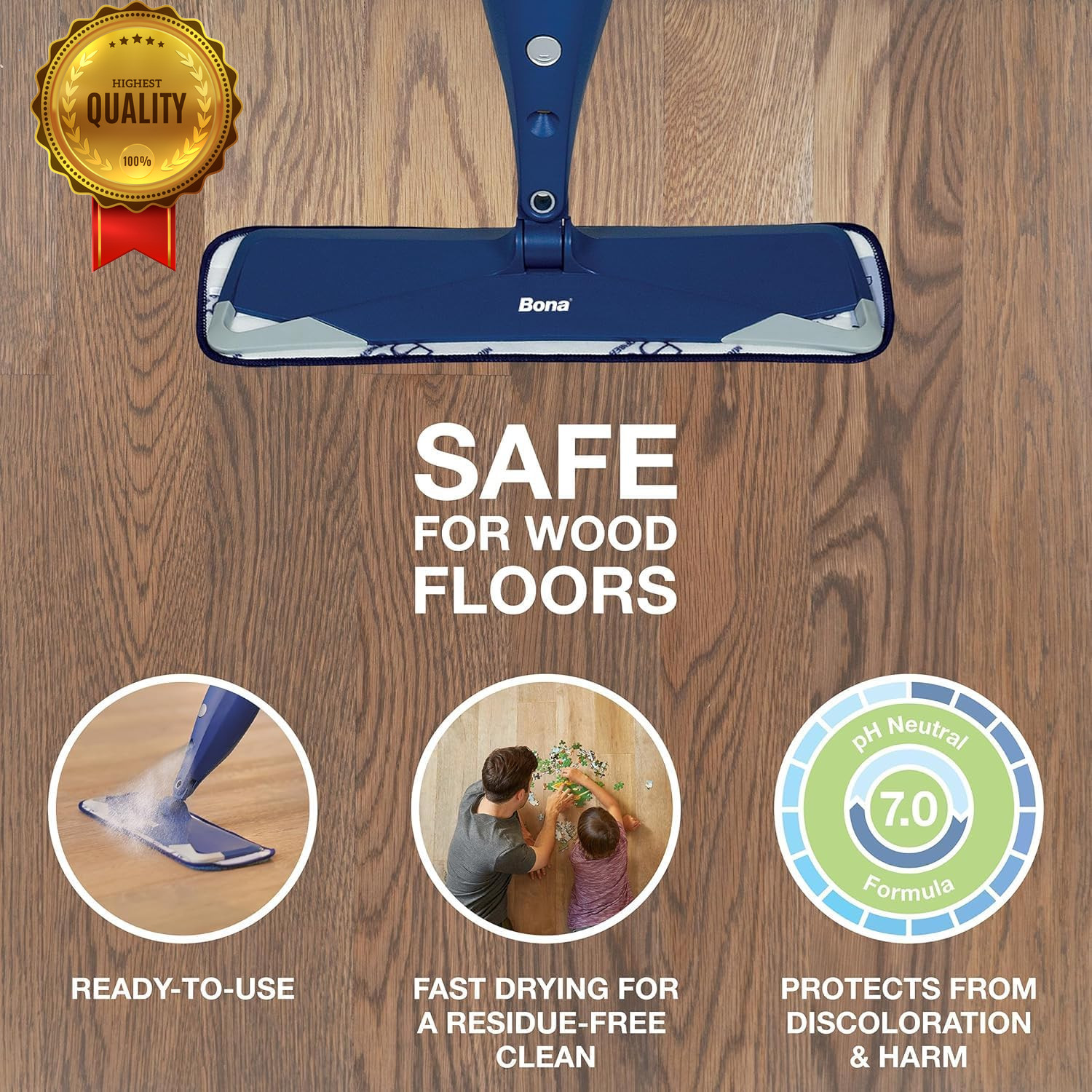 Hardwood Floor Cleaner Refill 128oz Unscented Spray Mop Wood Floor Solution