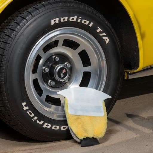 Extra Large Microfiber Auto Tire Scrubbing Mitt with Detachable Plastic Spray Sh