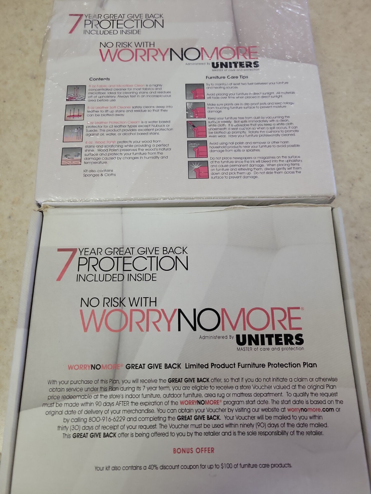 No Risk With “WORRY NO MORE”- New Protection Kits-2 for the price of one!