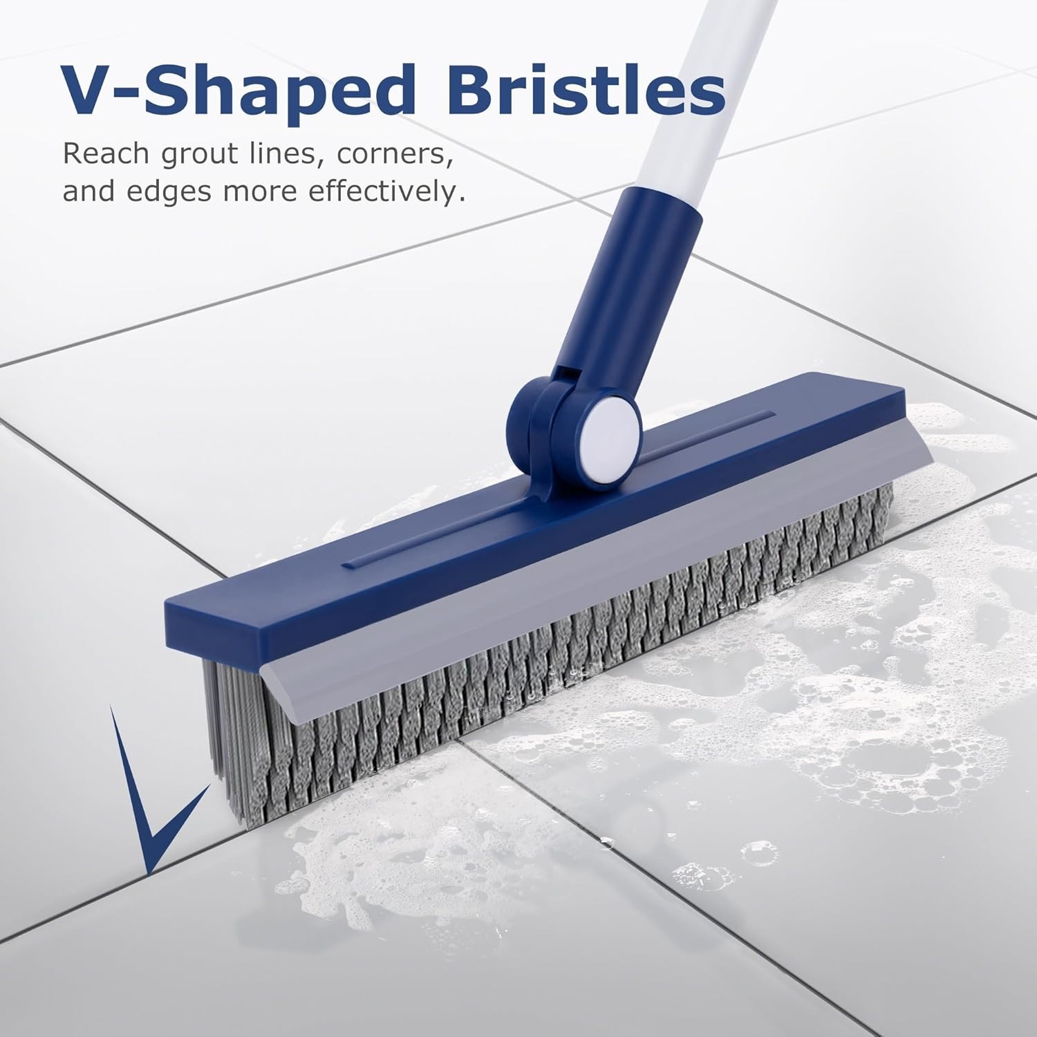 Grout Brush with Long Handle, Grout Cleaner Brush for Tile Floors, Stiff Bris…