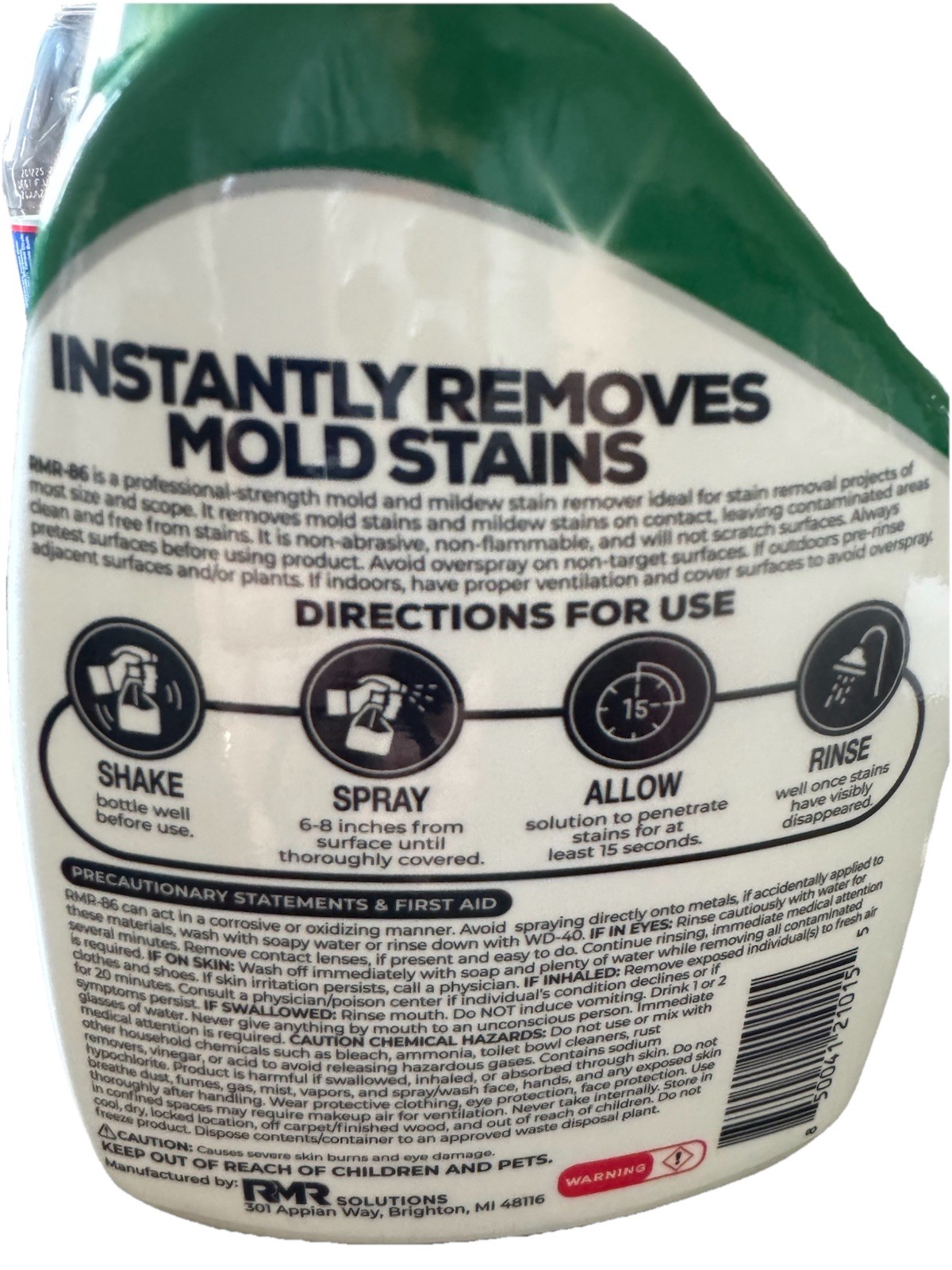 RMR-86 Instant Mold And Mildew Stain Remover Spray- Scrub Free Formula,30 Fl Oz