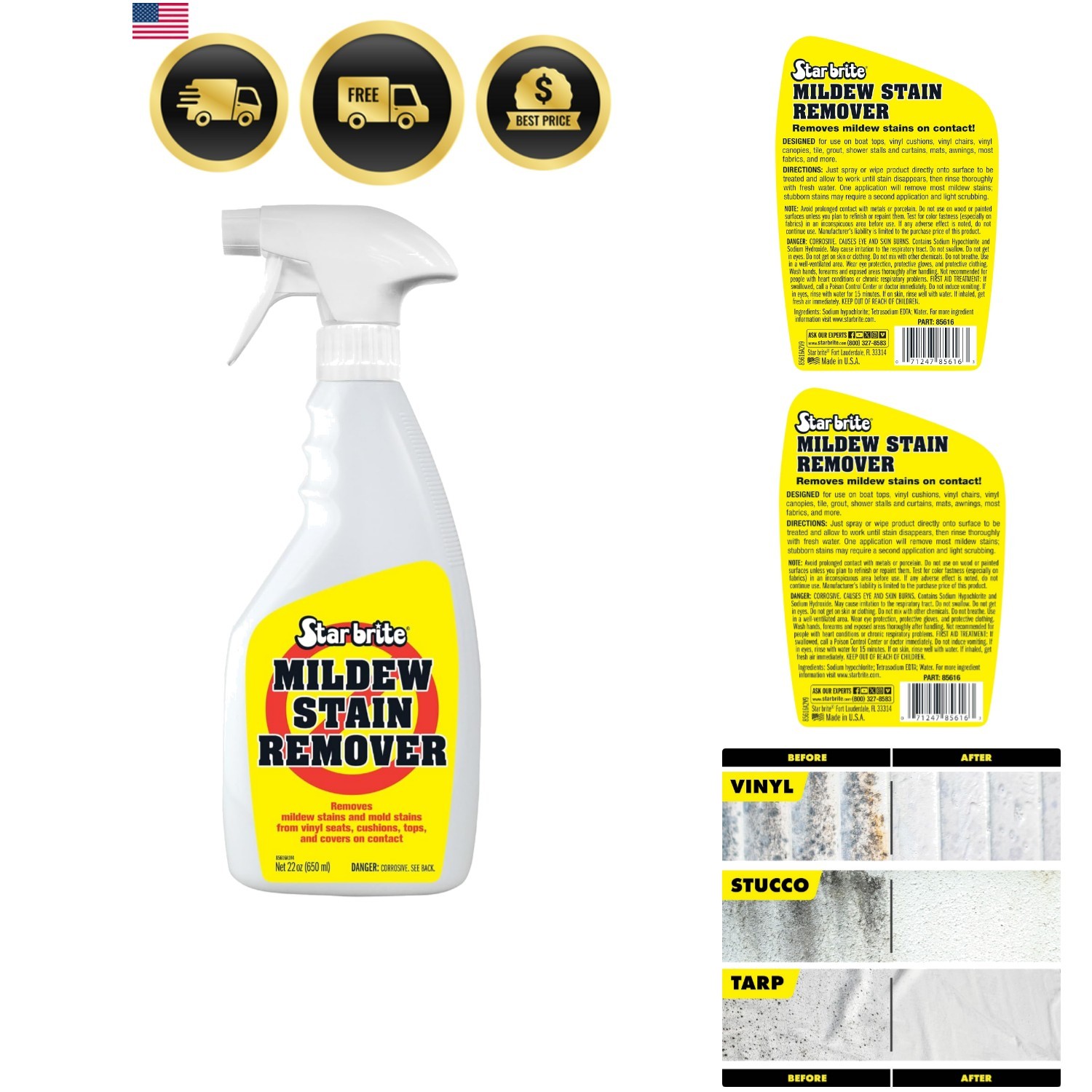 Professional-Grade Mildew & Mold Stain Remover + Cleaner – Instant Contact St…