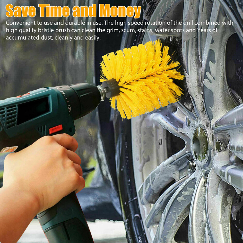 Drill Brush Attachment Set Power Scrubber Cleaning Kit Combo Scrub Tub Clean