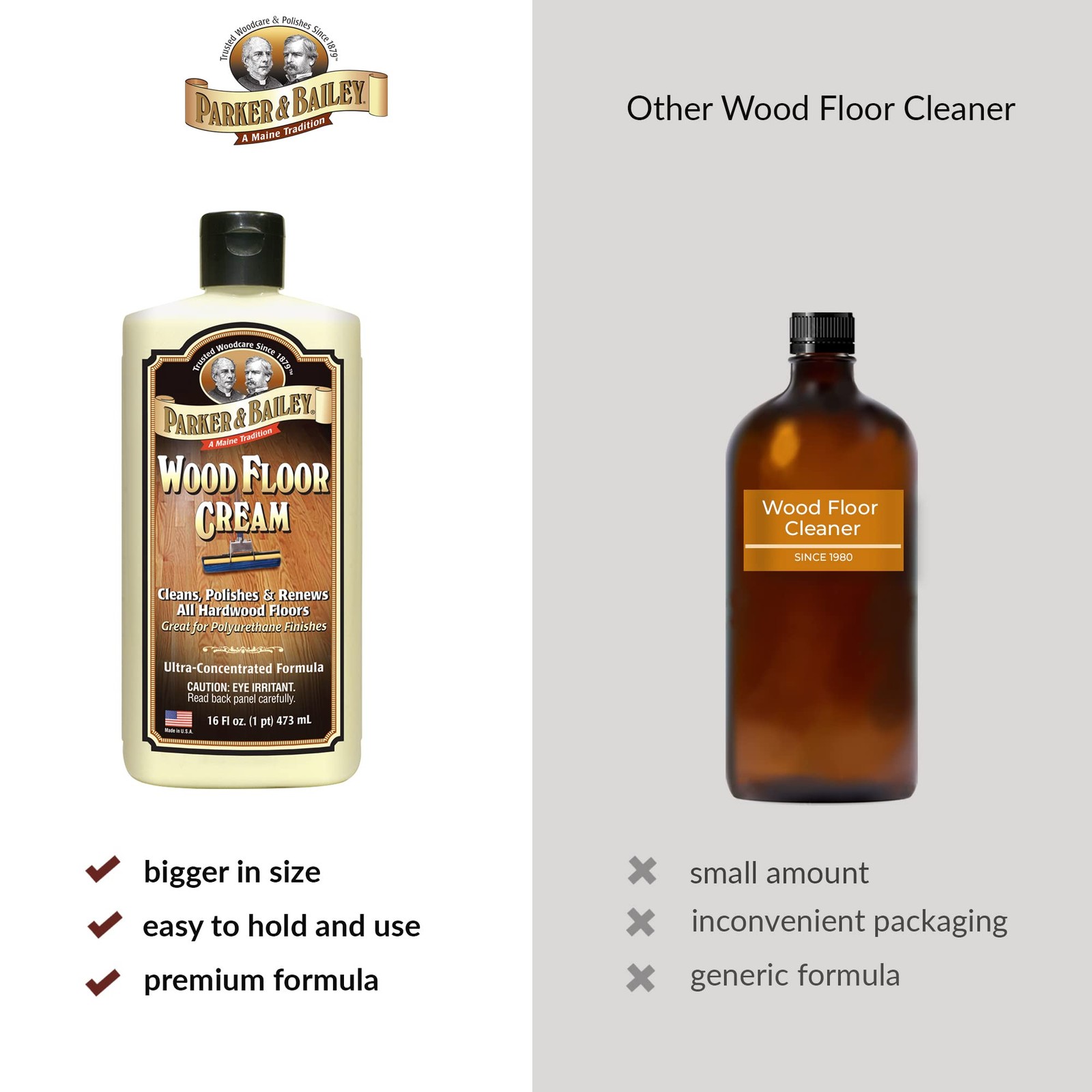 Parker & Bailey Wood Floor Cream Cleaner for Hardwood Laminate Faux Floors – 16
