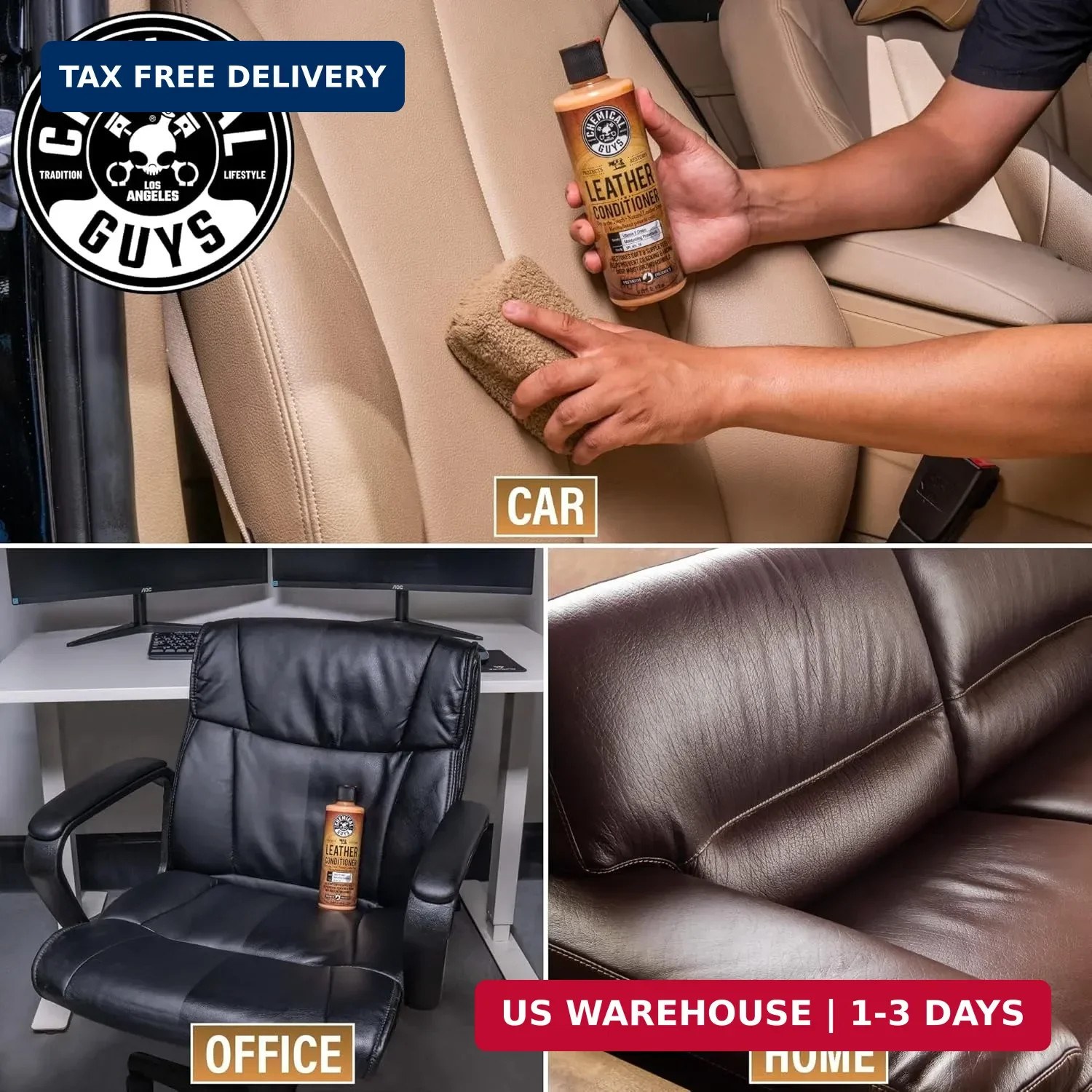 Chemical Guys Leather Cleaner and Conditioner Kit – 2 Bottles (4 oz Each), Car C