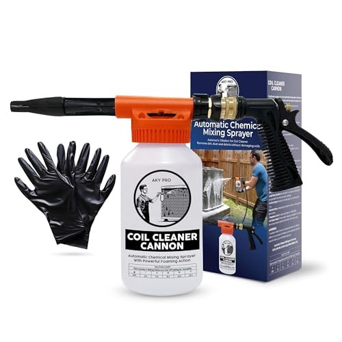 AC Coil Cleaner Cannon Sprayer, 2-Quart HVAC Coil Cannon | Automatic Mixing Foam