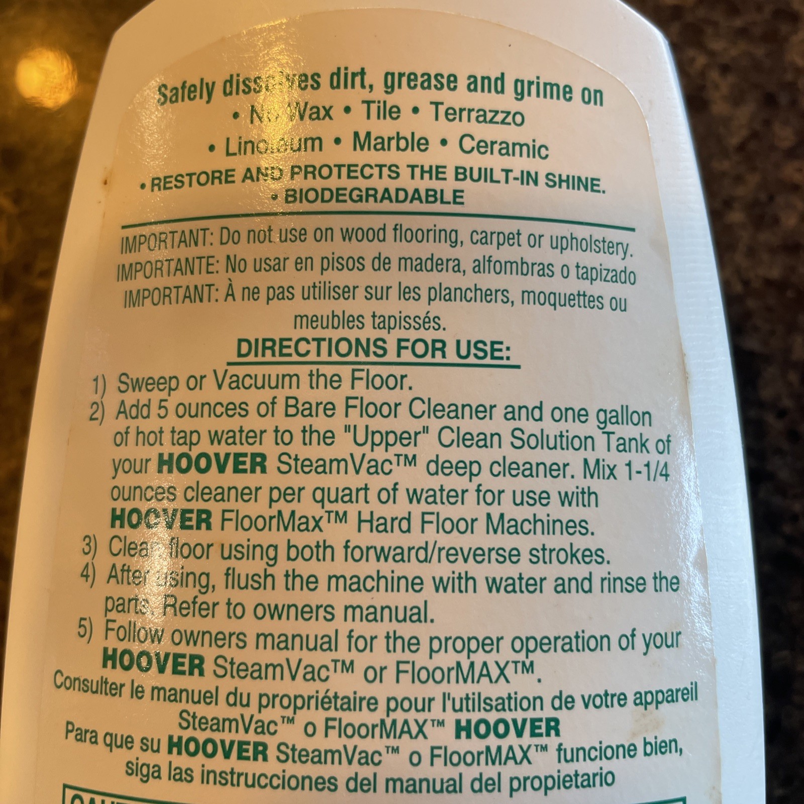 Hoover SteamVac & FloorMAX Bare Floor Cleaner Sealed Full Container 16 oz