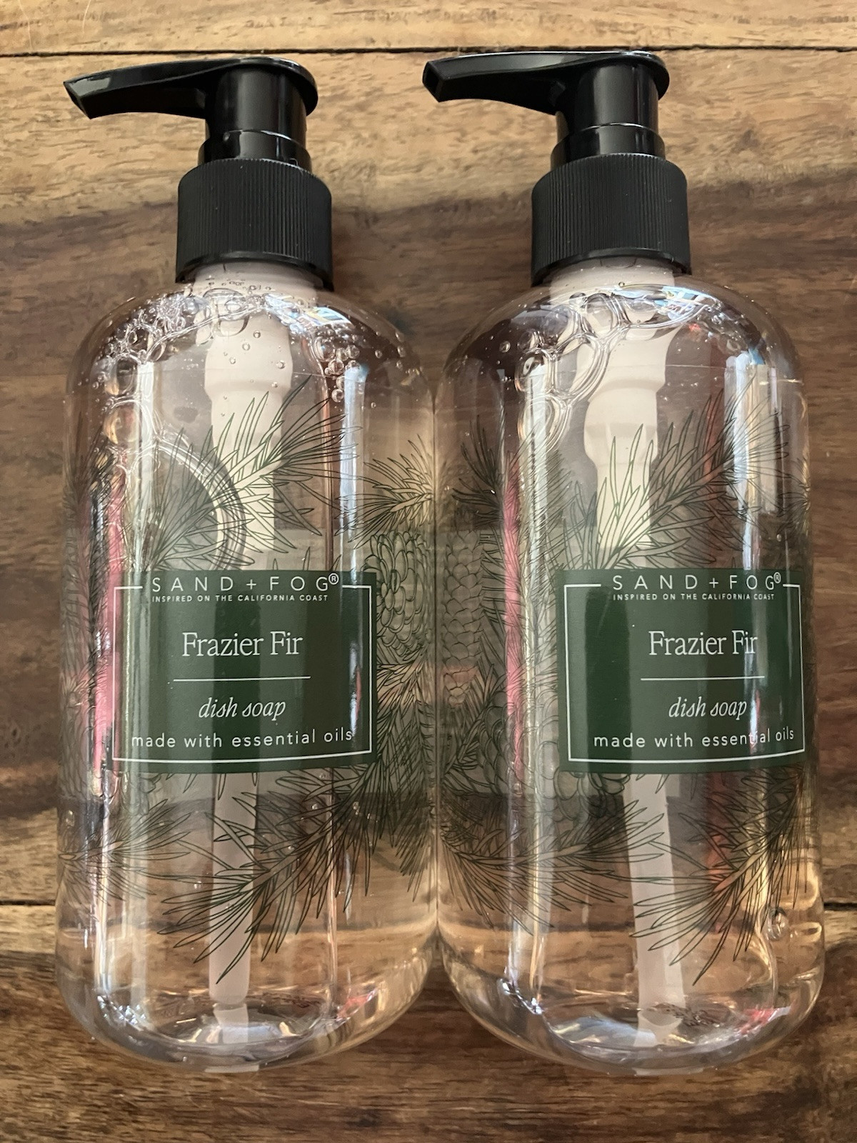 (2x Bottles) SAND + FOG FRAZIER FIR Scented Cleansing Aloe Dish Soap 10.14oz NEW