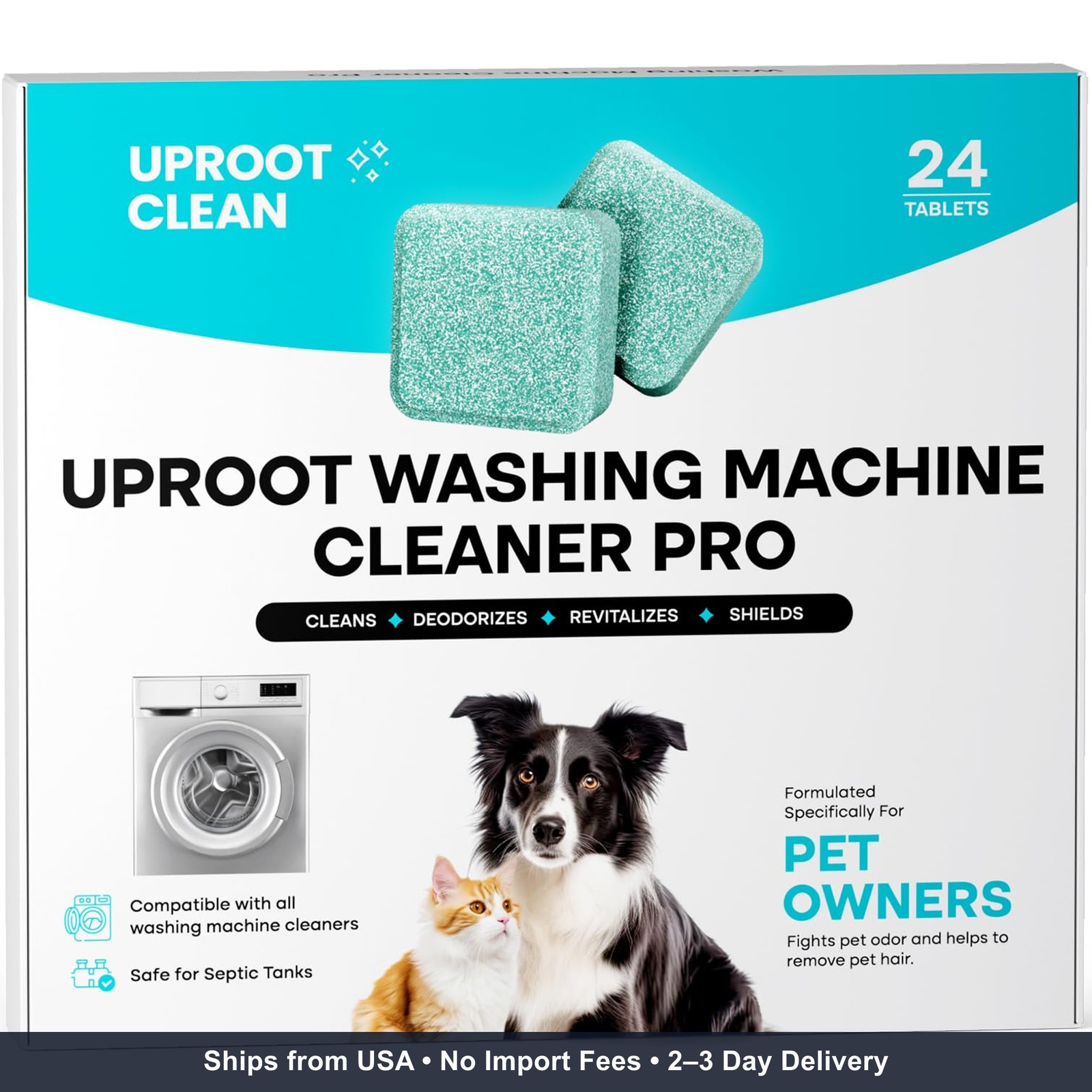 Uproot Clean Washing Machine Cleaner Tablets – 24 Pack for a 12 Month Supply. Fo