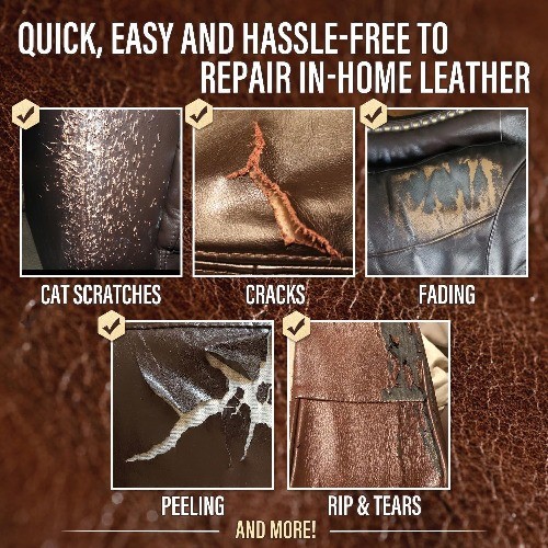 Leather Repair Kit for Furniture, Vinyl and Leather Repair Kit fo Color: Brown