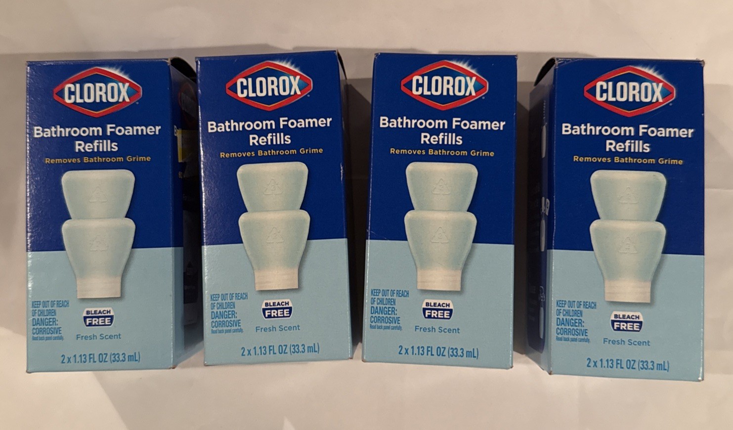 4x Clorox Bathroom Foamer Refills, remove bathroom grime, Bleach Free, 2×1.13oz