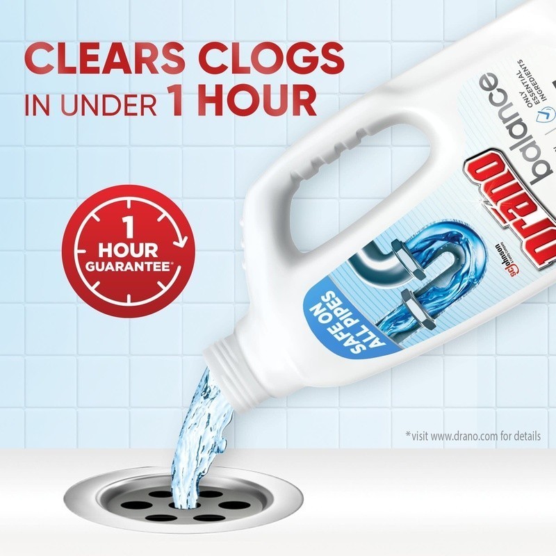 Liquid Drain Cleaner Unclogs Pipes in 60 Minutes Non-Corrosive Gel Safe Drains