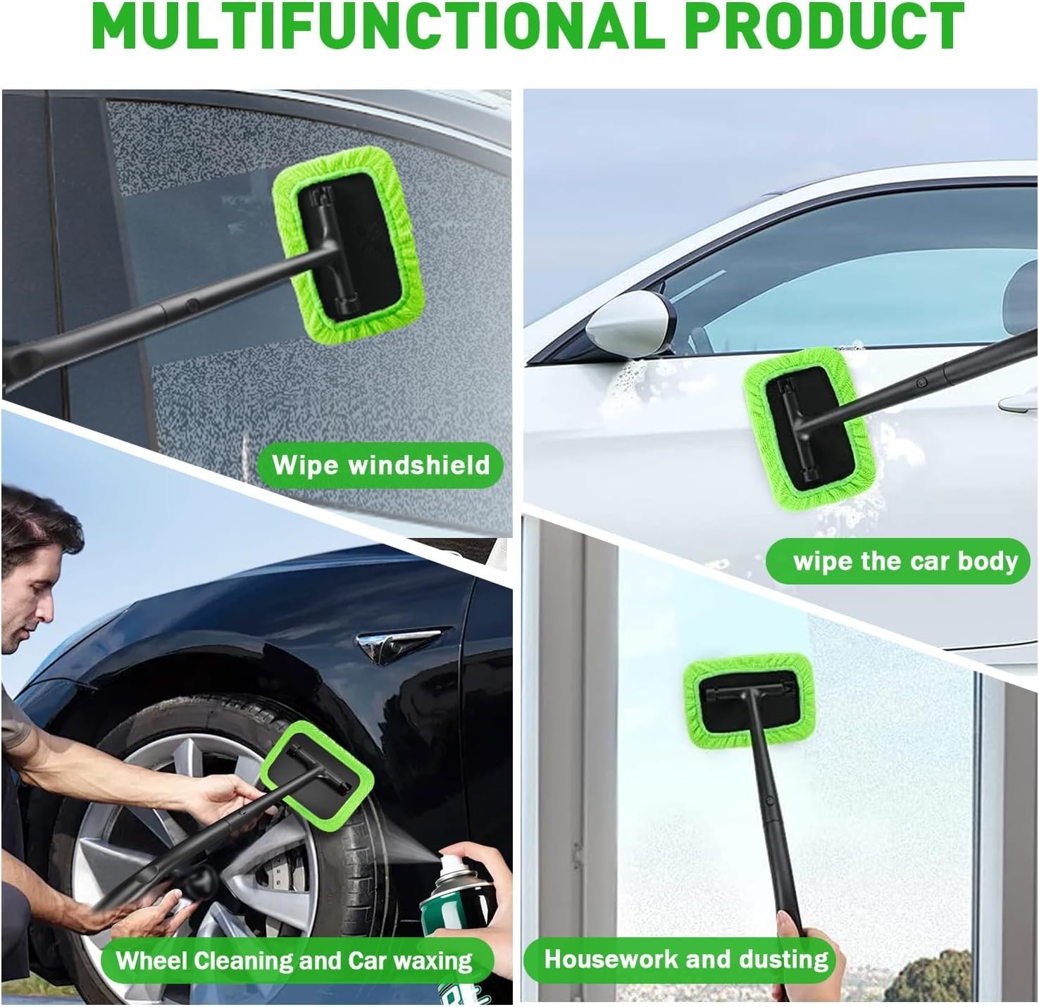 Xindell Windshield Cleaner Tool – 17in, Green Rectangle