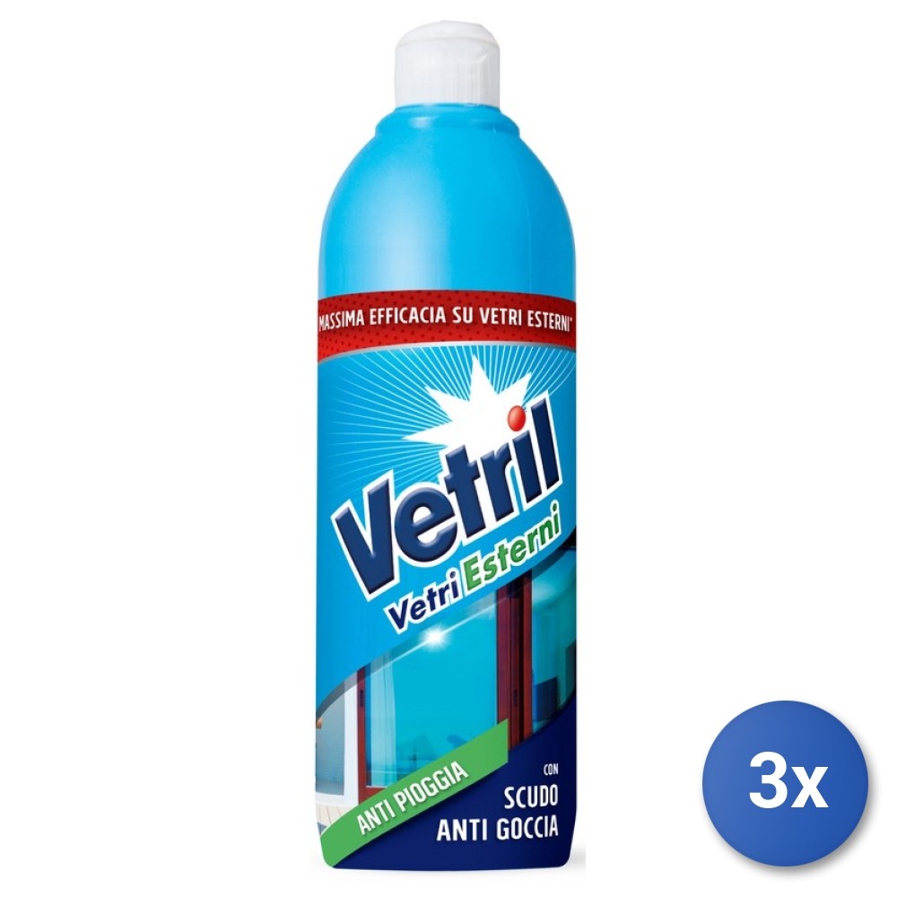 3X Vetril Glass And Mirrors 650 Ml Squeeze Bottles Made In Italy